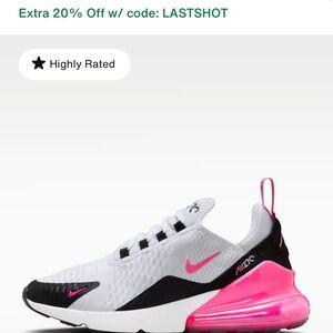 Nike White Sneaker with Pink Insole and Black Logo